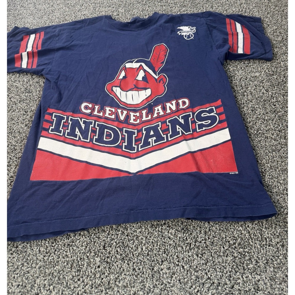 Vintage 1996 Cleveland Indians T Shirt Men's Size XL Blue